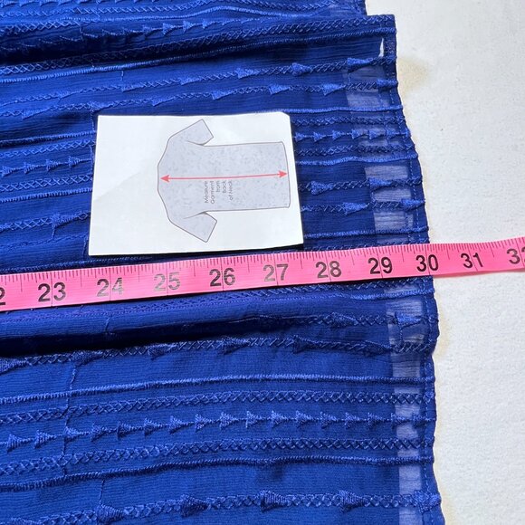 💙Vibrant Royal Blue -Radiant Chic Woven A-Line Crewneck Long sleeve Blouse 2X💙 - Picture 14 of 14